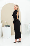 PARTY IN THE SNOW MAXI DRESS - BLACK