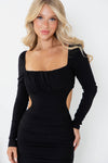 I COULD BE THE ONE LONG SLEEVE DRESS - BLACK